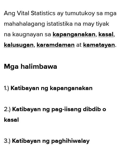 vital statistics in tagalog halimbawa|Mga kaalaman tungkol sa Vital Signs .